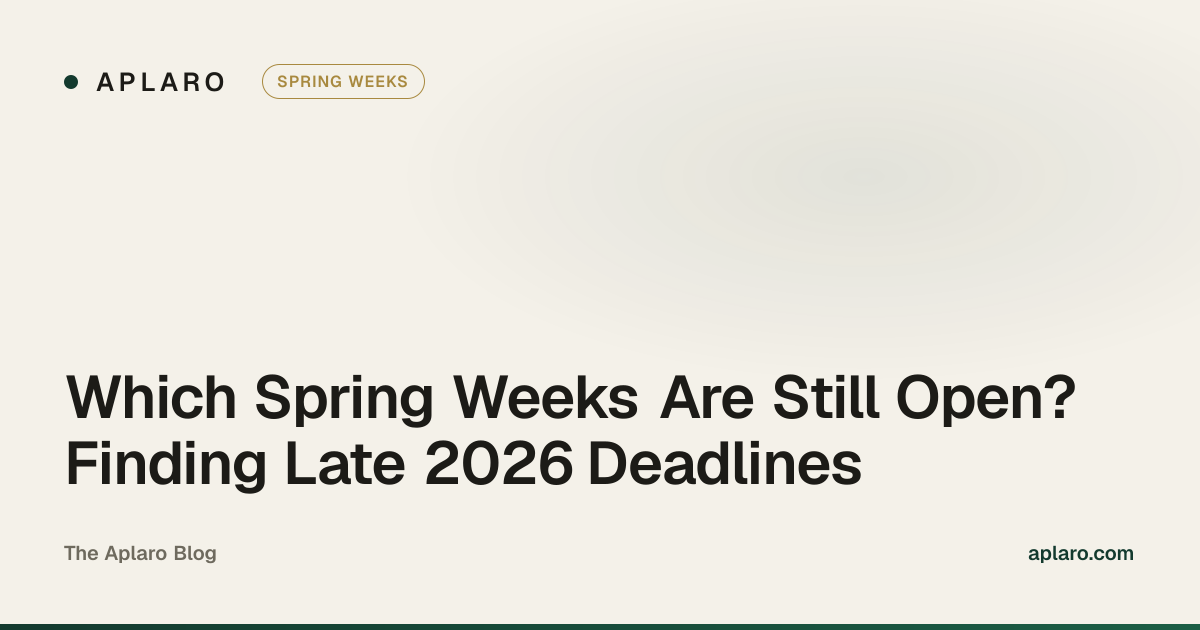 Which spring weeks are still open in 2026 — finding late deadlines, an Aplaro guide